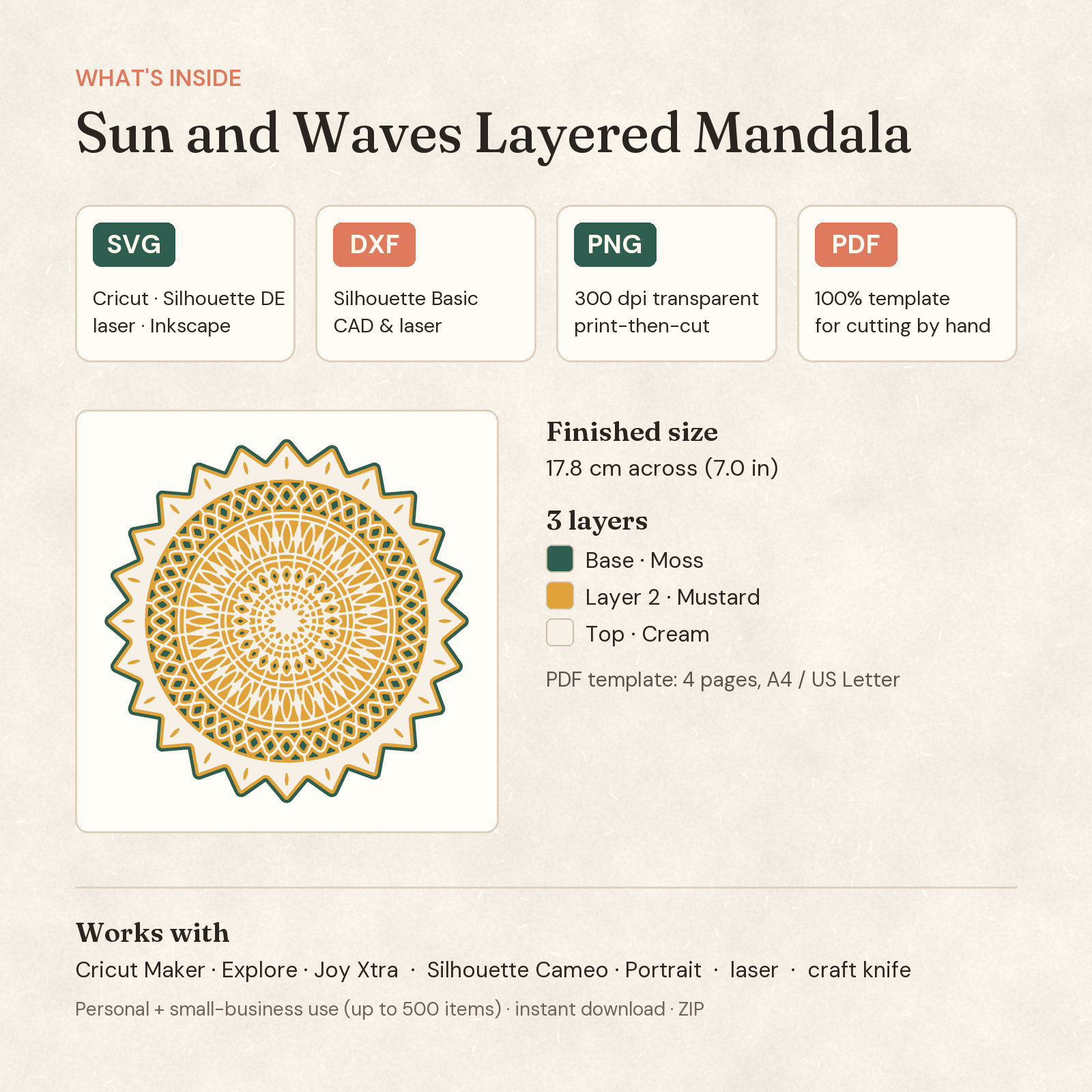 Sun and Waves Layered Mandala — 2