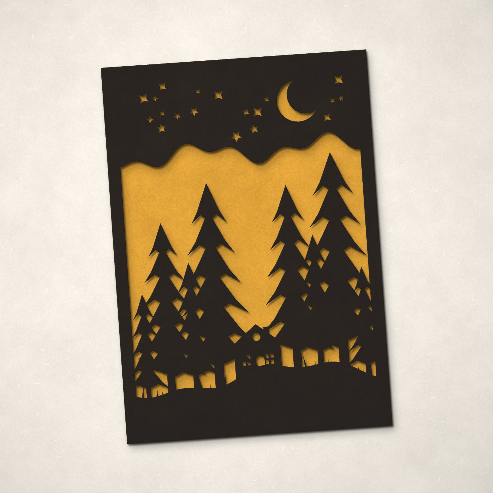 Pine Forest at Night Papercut