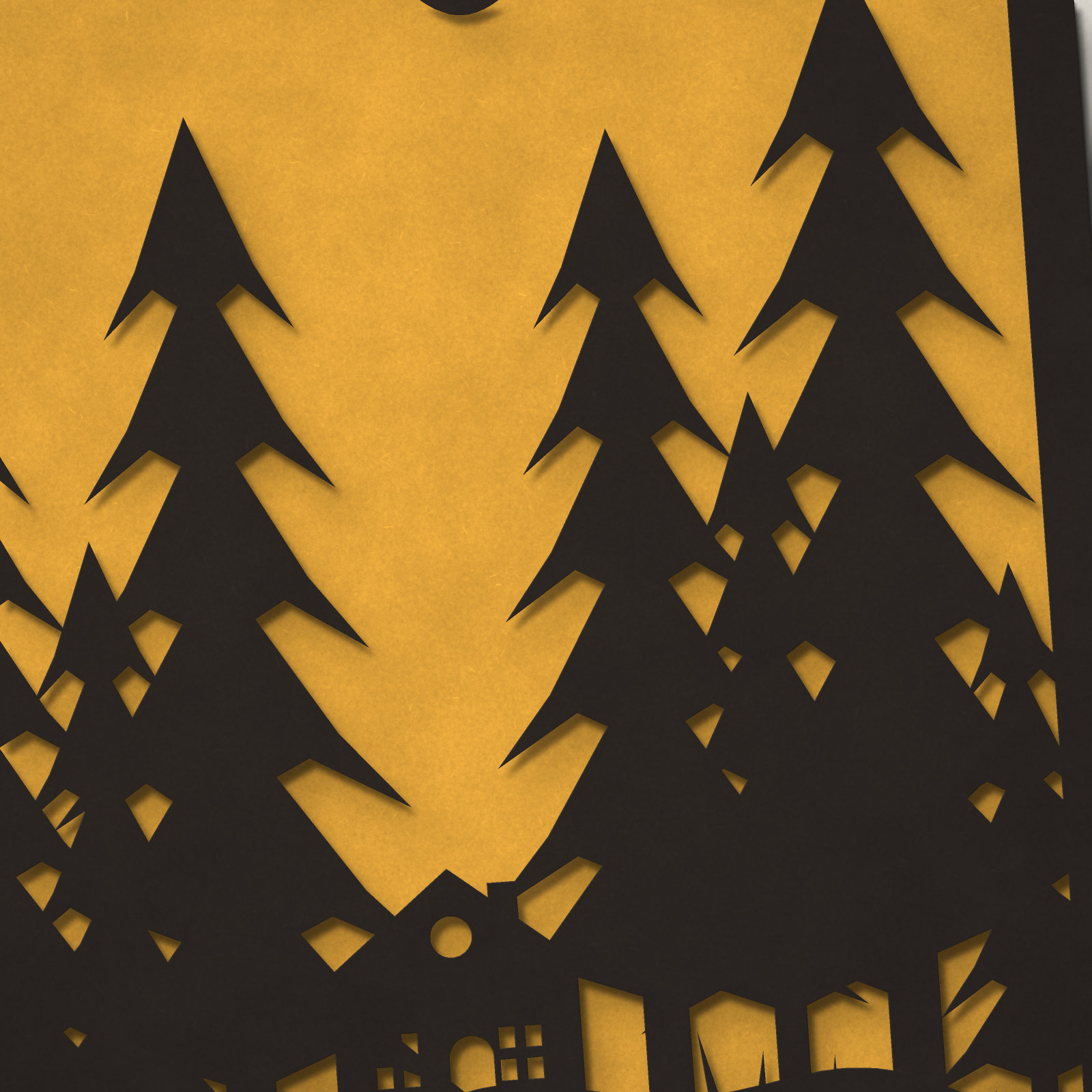 Pine Forest at Night Papercut — 3