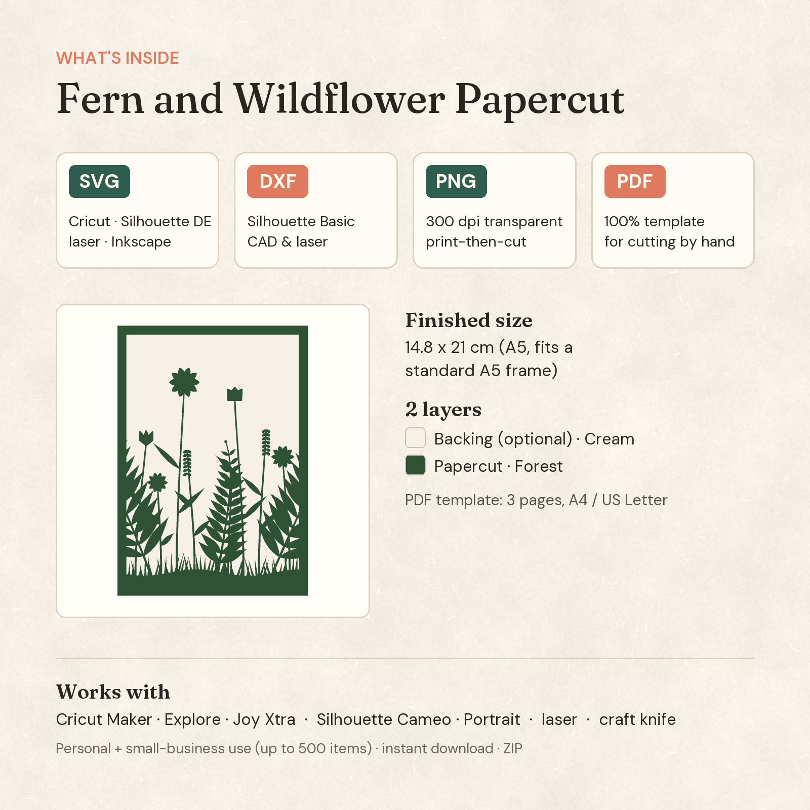 Fern and Wildflower Papercut — 2