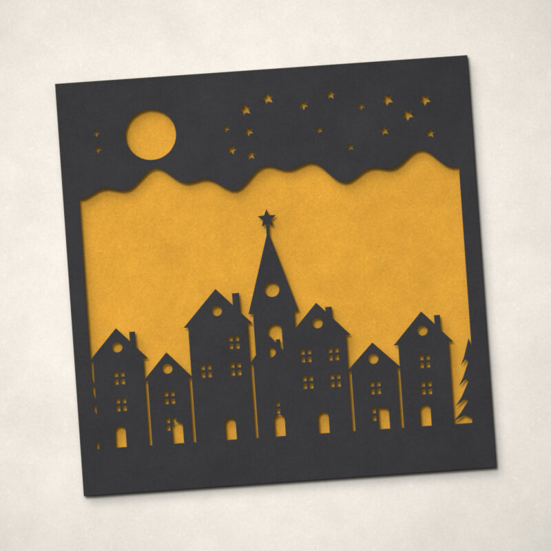 Little Town at Night Papercut