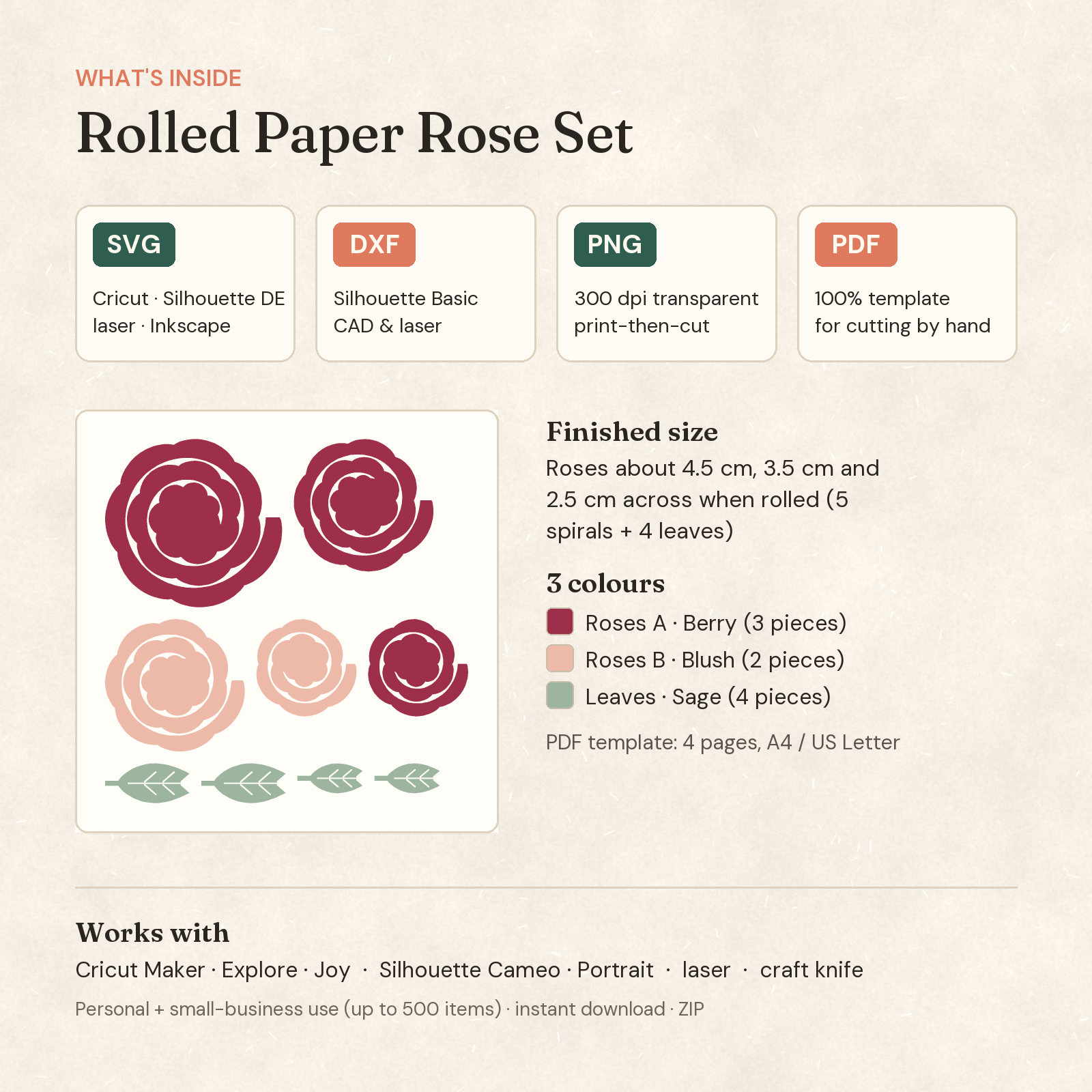 Rolled Paper Rose Set — 2