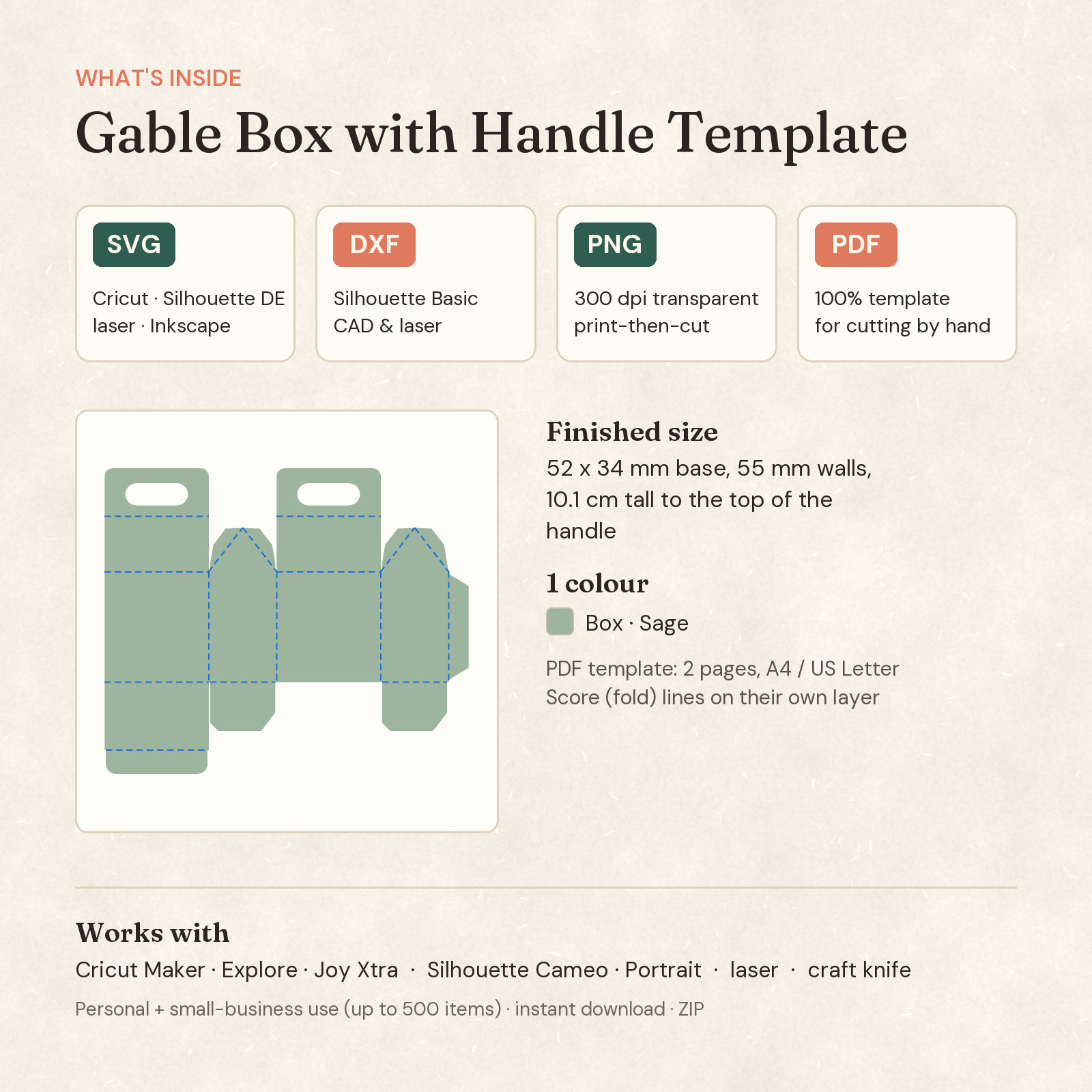 Gable Box with Handle Template — 2