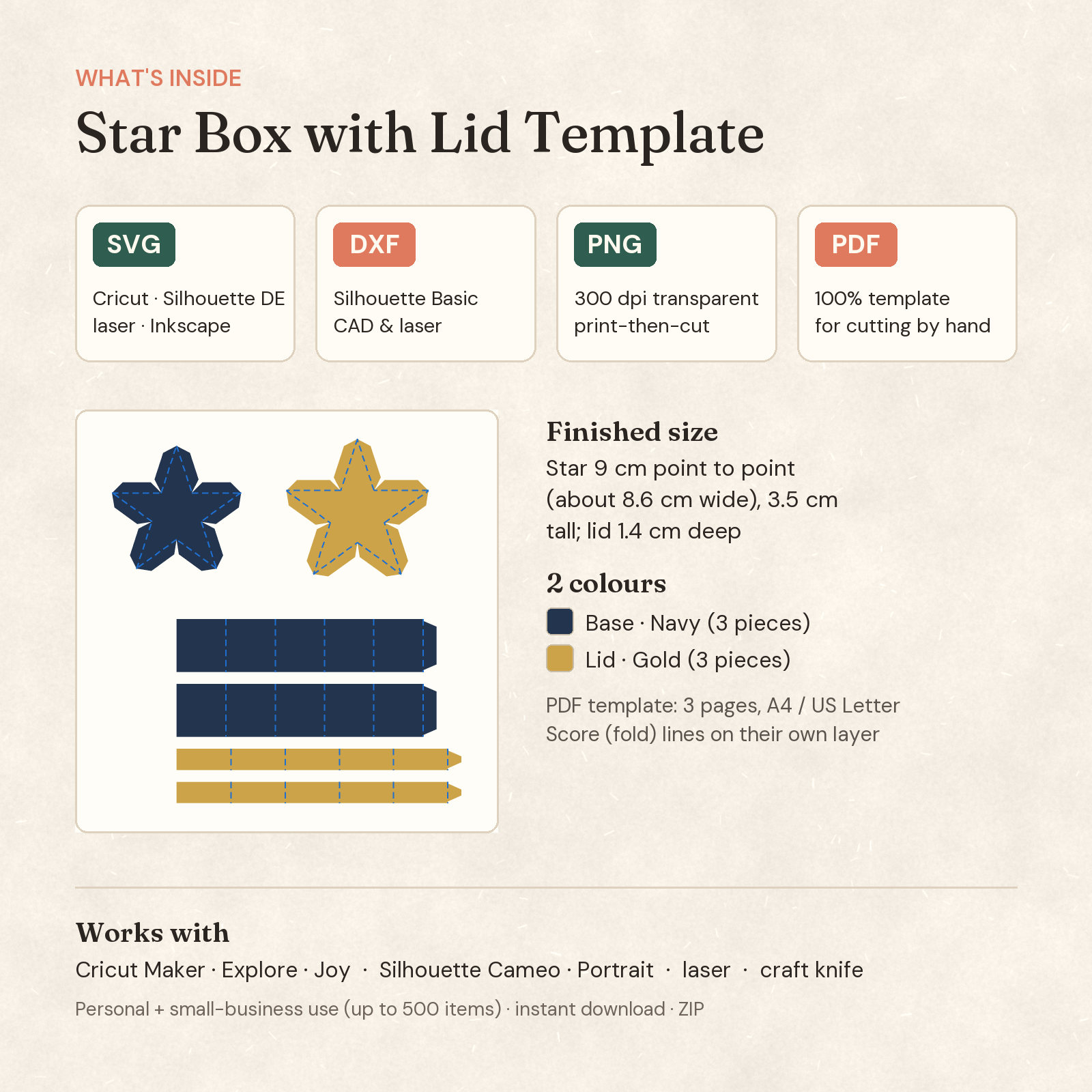 Star Box with Lid Template — 2