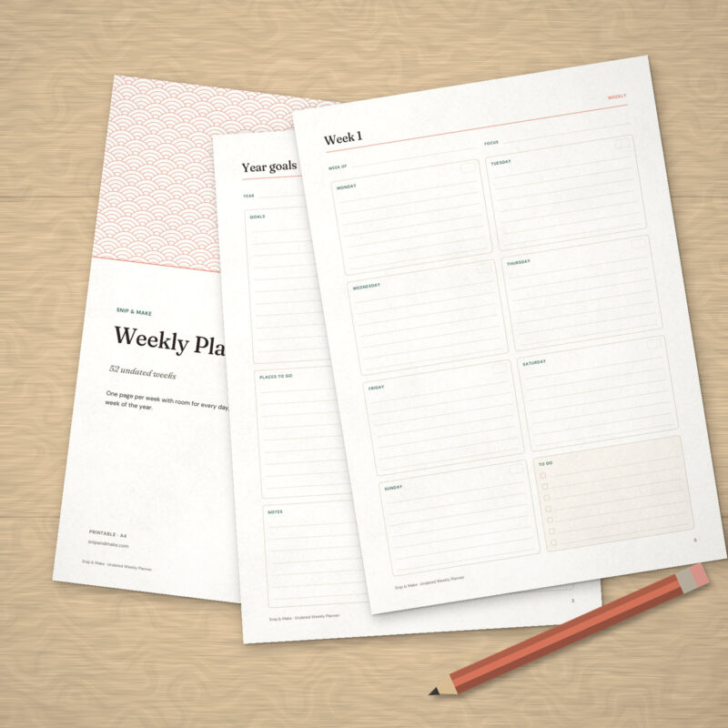 Undated Weekly Planner