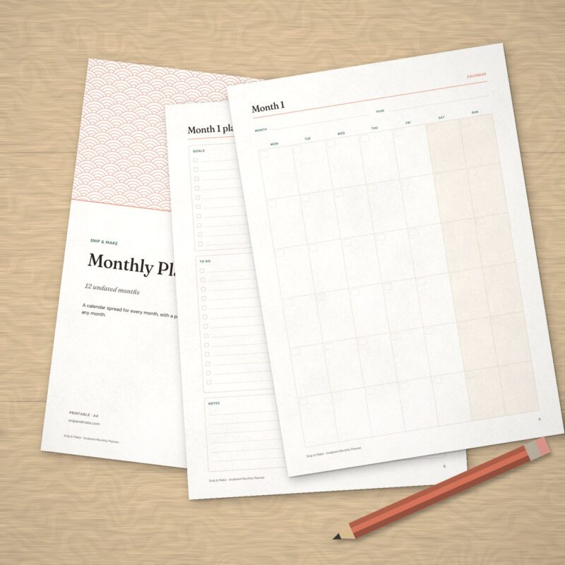 Undated Monthly Planner