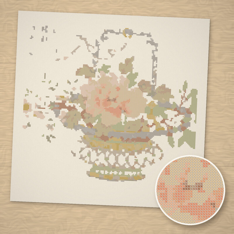 Spring Basket Cross-Stitch Pattern