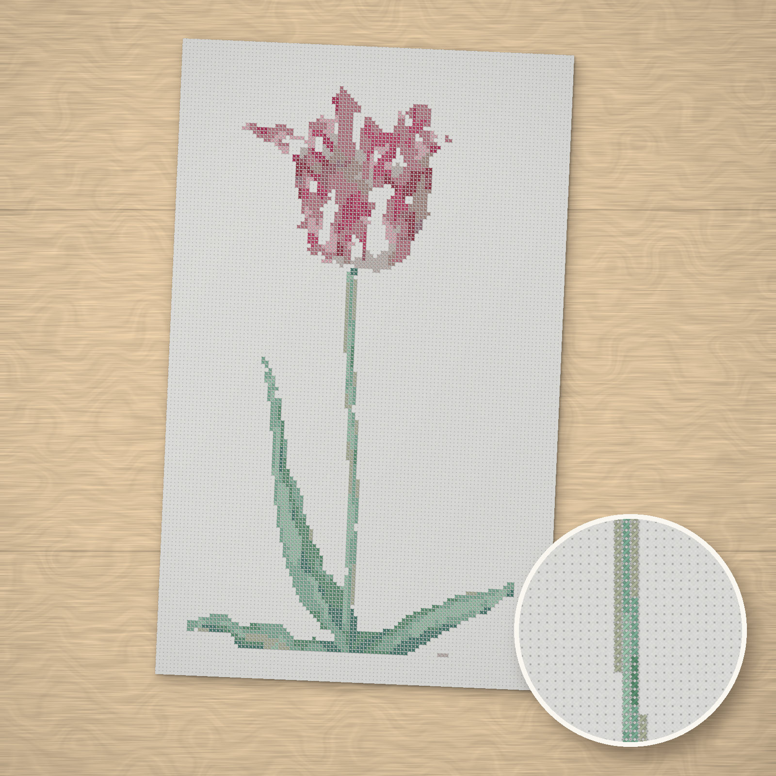 Tulip Study (Gemarmerde van Jasper) Cross-Stitch Pattern