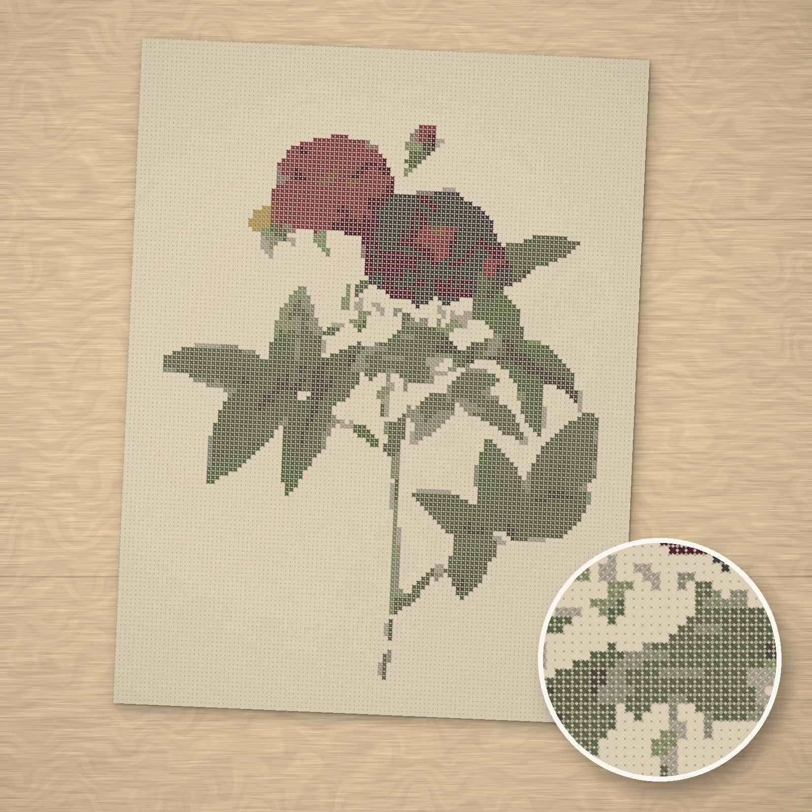 Rosa Gallica Cross-Stitch Pattern