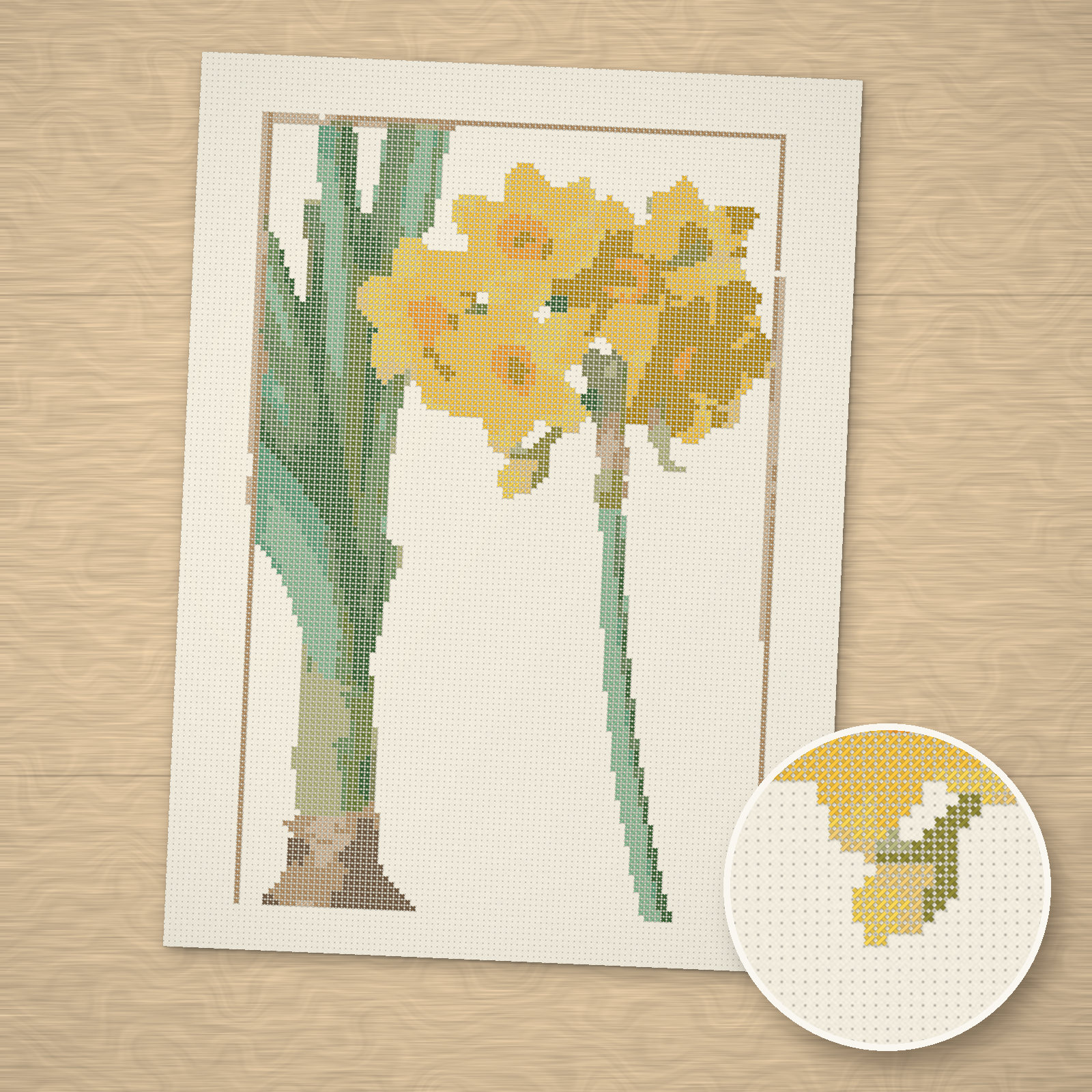 Cluster Narcissus Cross-Stitch Pattern