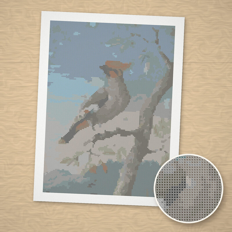 Bohemian Waxwing Cross-Stitch Pattern